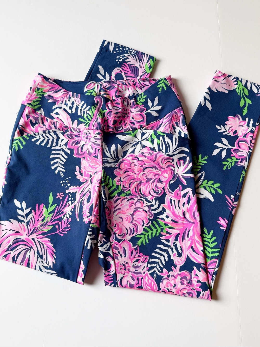 Lilly Pulitzer Luxletic 28” Performance Corso Golf Pant UPF 50+ navy/green/pink